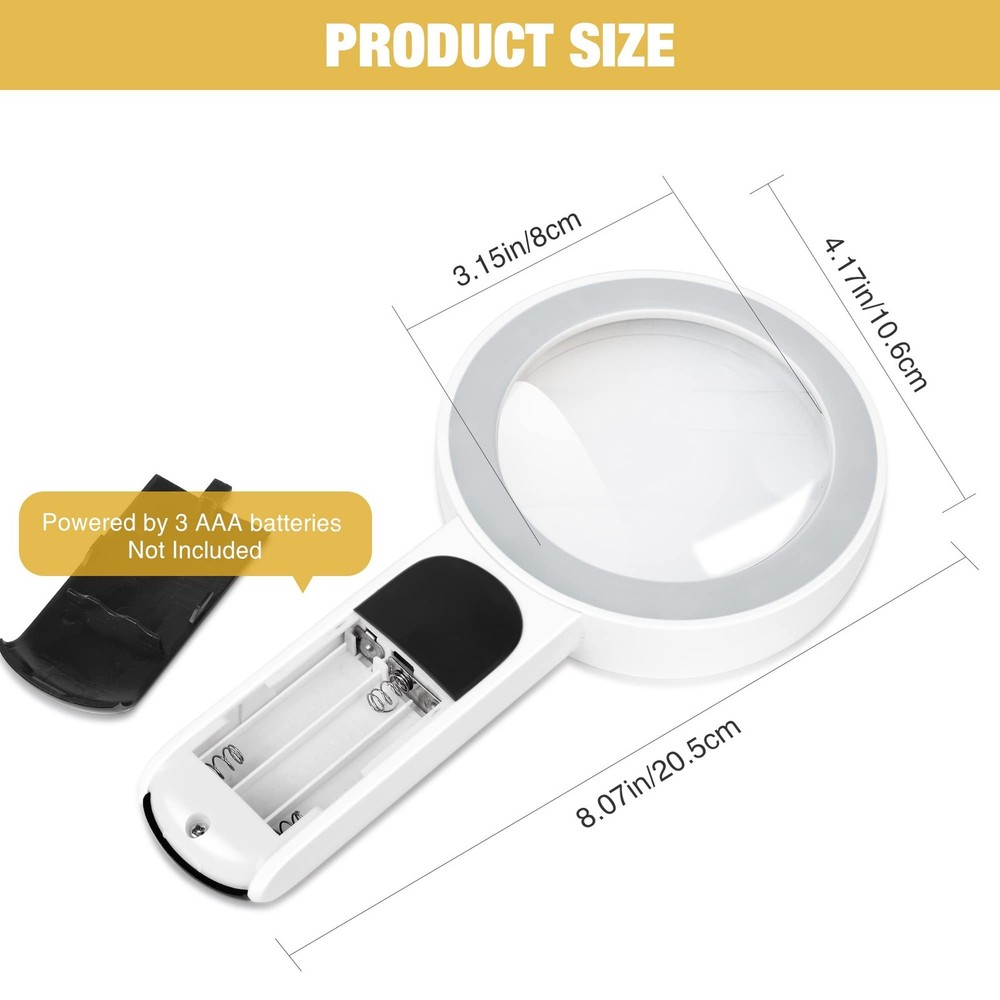Magnifying Glass with Light, High Magnification Handheld Large Magnifying Gla...
