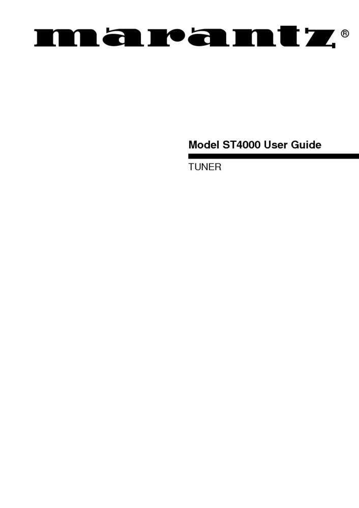 Marantz ST4000 Tuner Owners Manual