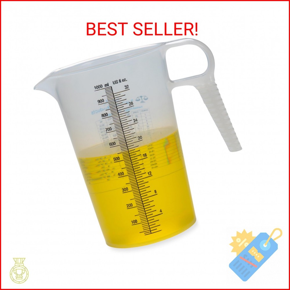 32oz (1 Quart) Measure Pitcher with Convenient Conversion Chart – Extra Strong F