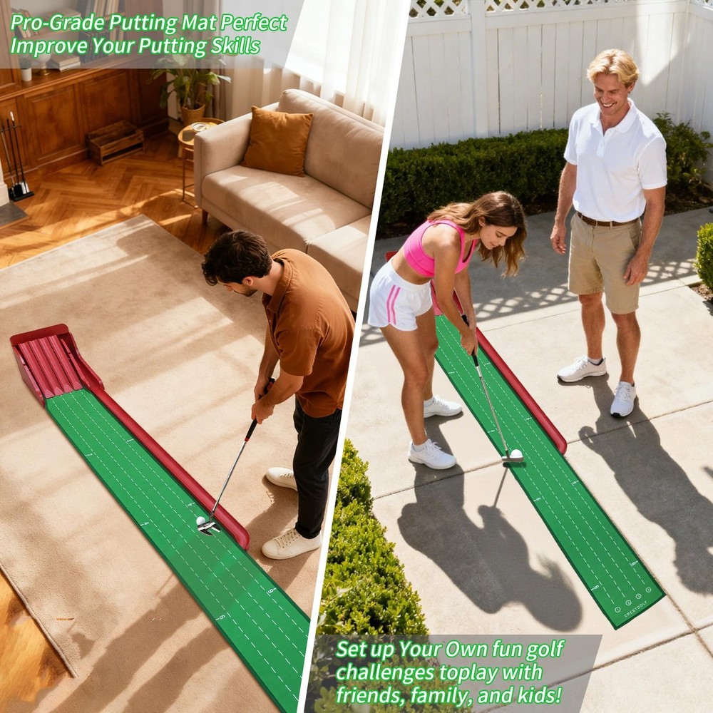 Practice Golf Putting Mat with Ball Return | Game Practice Golf Putting Green...