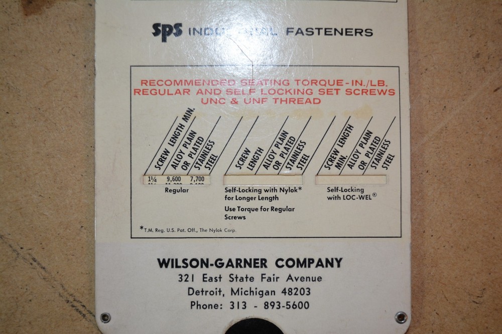 Vintage Unbrako Socket Screw Selector Data Guide Slide Rule - Plastic Sleeve