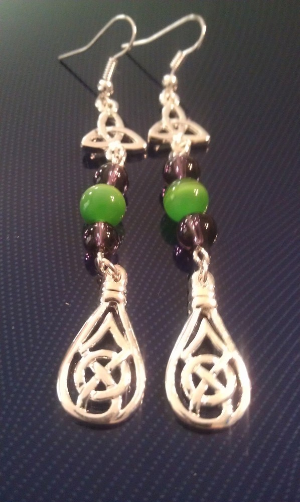 Celtic Pewter Knotwork and Bead earrings