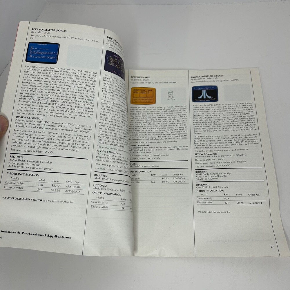 Atari Program Exchange Summer 1982 Software Catalog APX