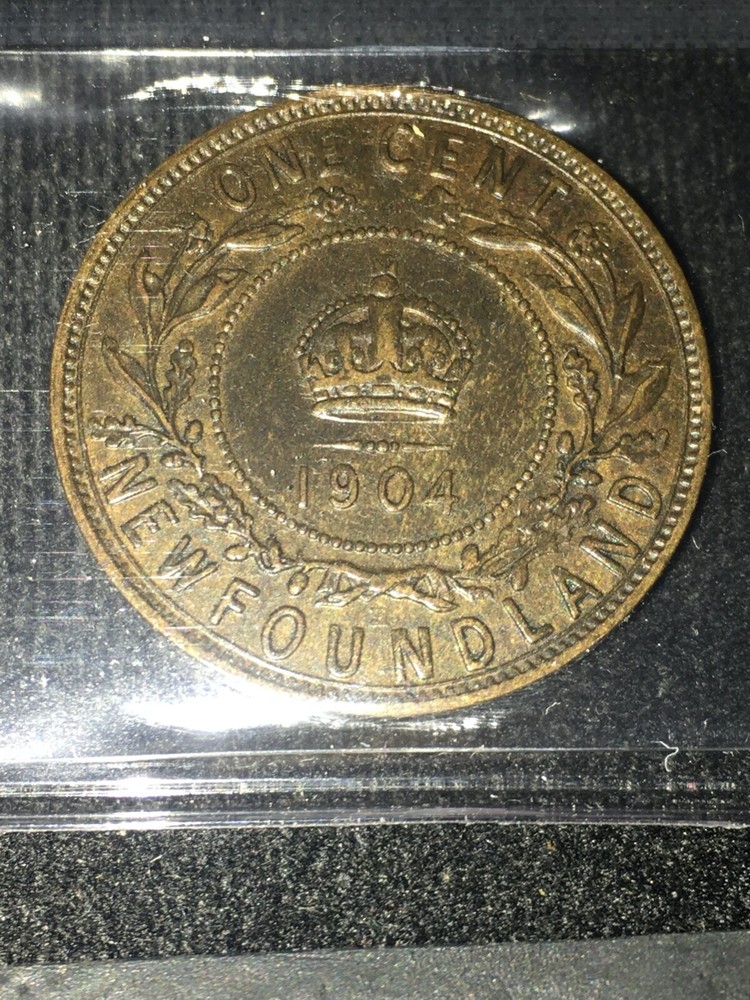 1904H ICCS Graded Newfoundland, Large One Cent, **AU-55**