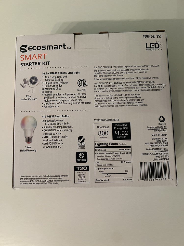 Smart Lighting Starter Kit including Color Changing LED Strip light