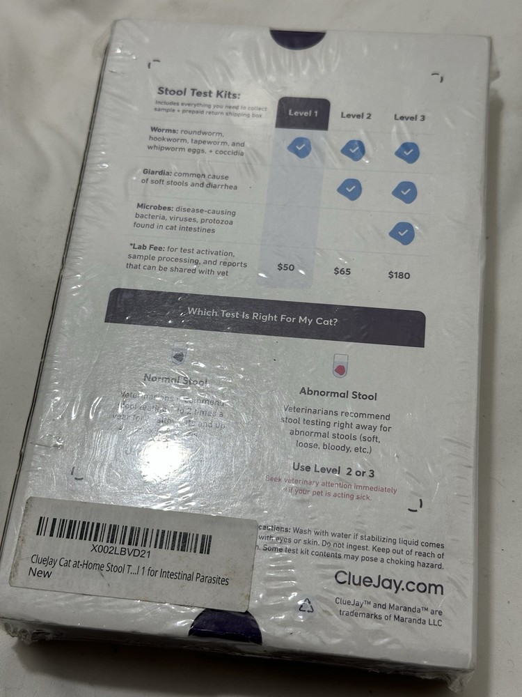 ClueJay Lab Tests from Home Cat Stool Test Kit Level 1 for Worms