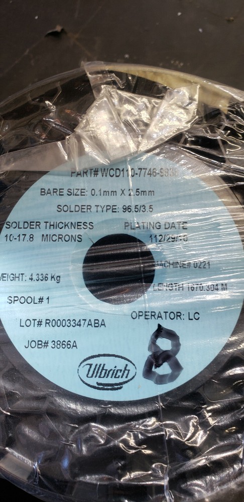 Solar Panel Tabbing Wire 10 lbs 5479' Flat Ulbric 2.5x0.1mm