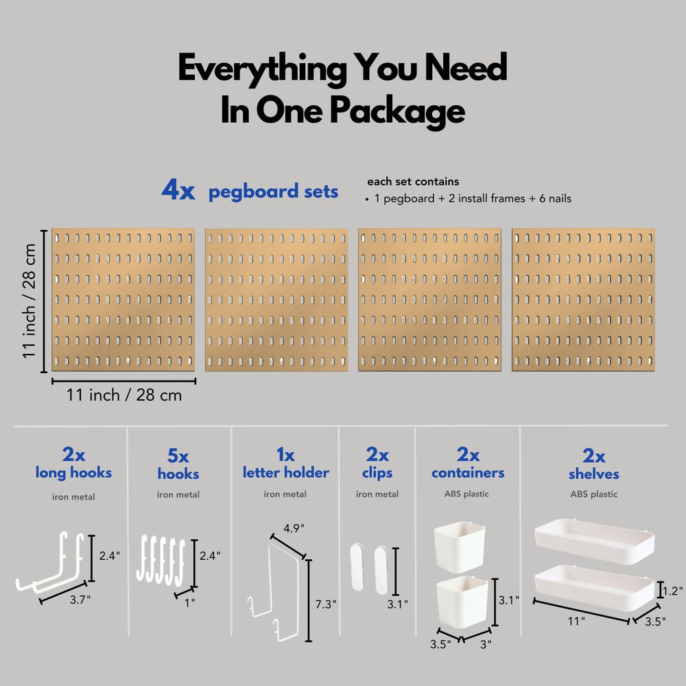 Peg Board Wall Organizer – Plastic Pegboard Panels, Modular Peg Board Storage Sy