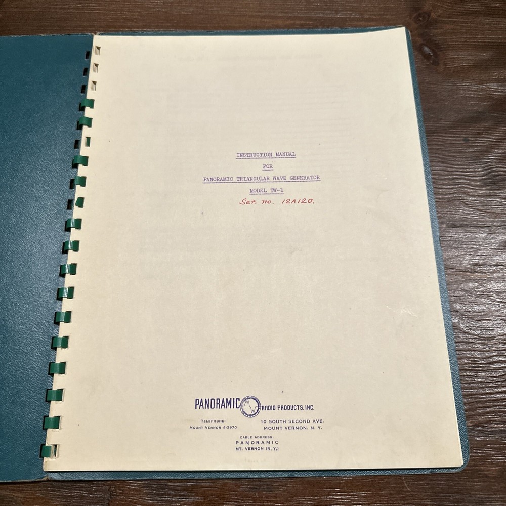 Panoramic Radio Products Model TW-1 Triangular Wave Generator Instruction Manual