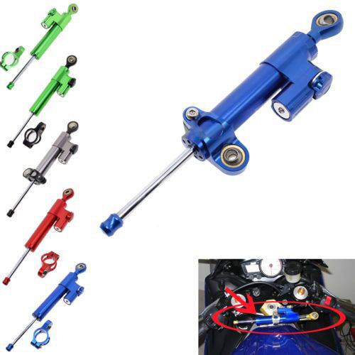 Motorcycle Silver Steering Damper Stabilizer Linear Reversed Safety Control