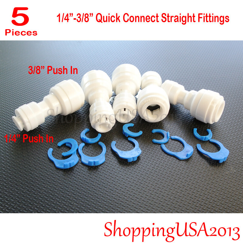 5 Pcs 1/4-3/8 Quick Connect Straight Fitting Connection Push In Water Filter