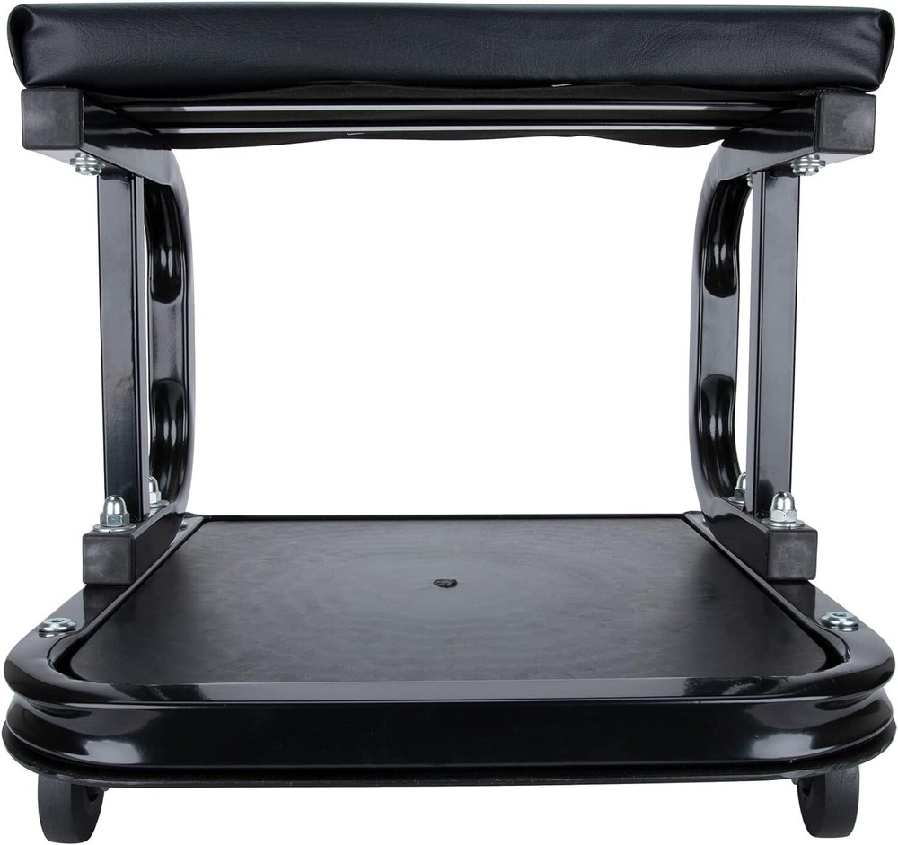 Comfortable Rolling Work Seat with Padded Cushion - Tool Tray Included