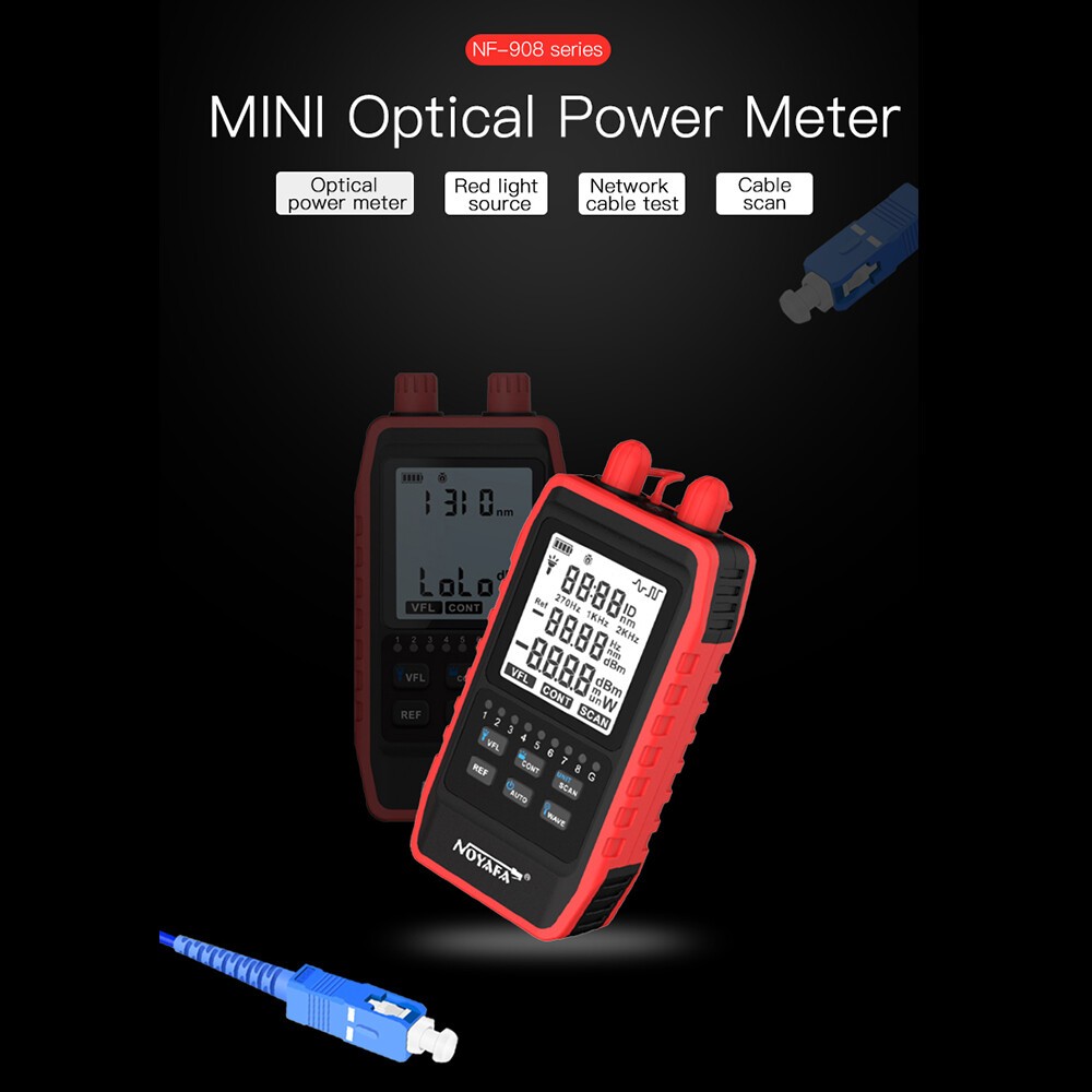 Fiber Optic Network Cable Tester Optical Power Meter Red Light Source Wavelength