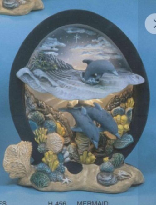 Dolphin Scene w/ light kit  ceramic bisque