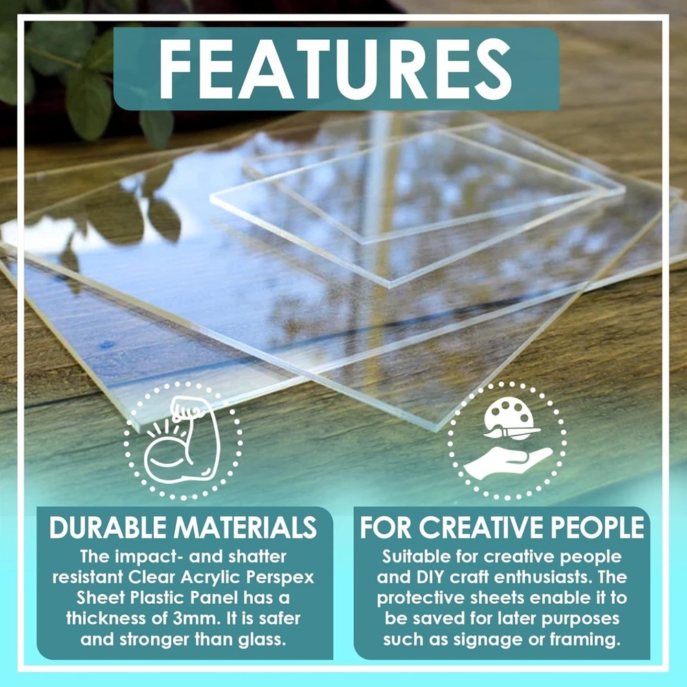 Acrylic Sheet Clear Extruded Plexiglass for Projects Display, Table Numbers