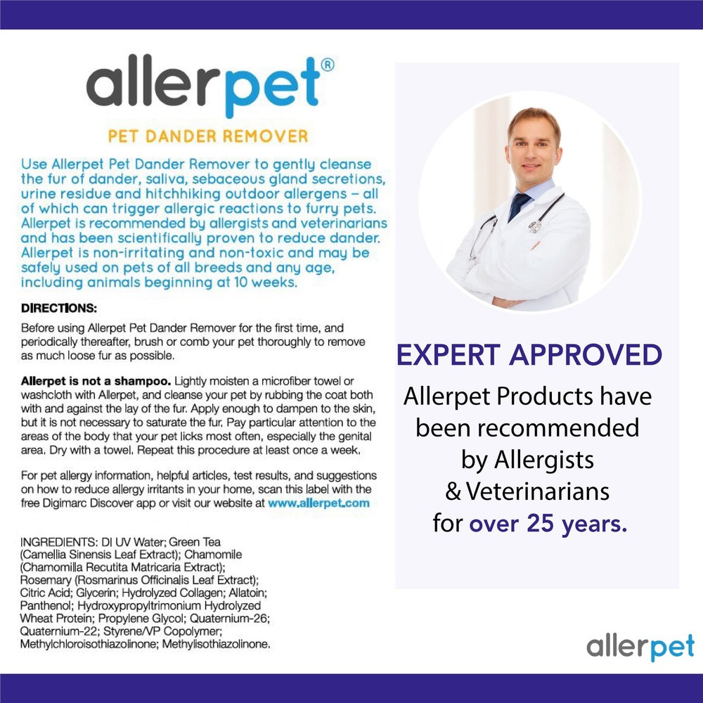 Allerpet Single Solution 16 fl oz Bottle Dander Remover for Pets - Relieves