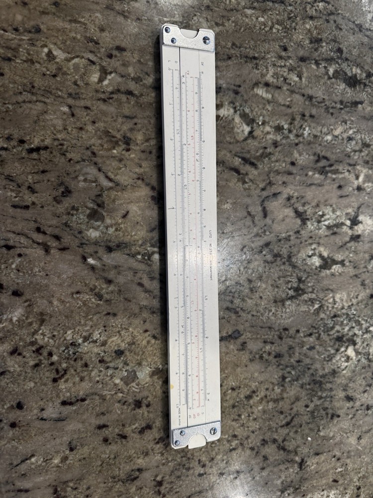 Lutz No 252 Government Slide Rule With Leather Case