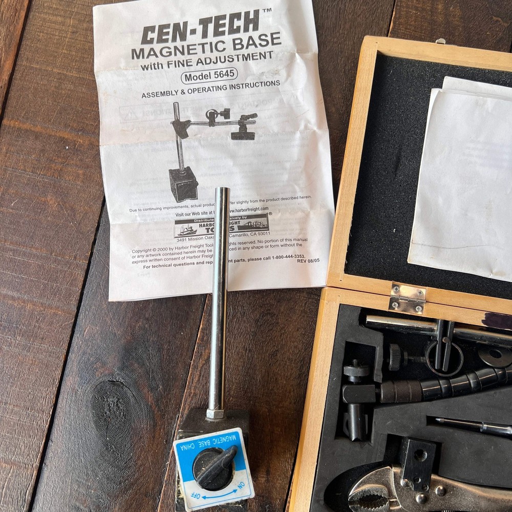 Cen-Tech 5645 Multi-Position Magnetic Base Dial Indicator Set With Case