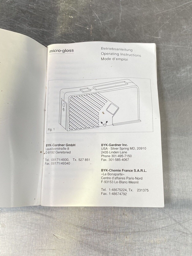 Gardner Micro-gloss Geometry 20 60 85 - Users Manual / Guide Book