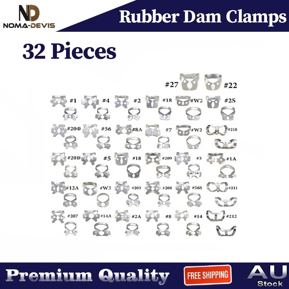 Rubber Dam Clamps Different Sizes Tissue Premolar Clamp Molar Endodontics 32 Pcs