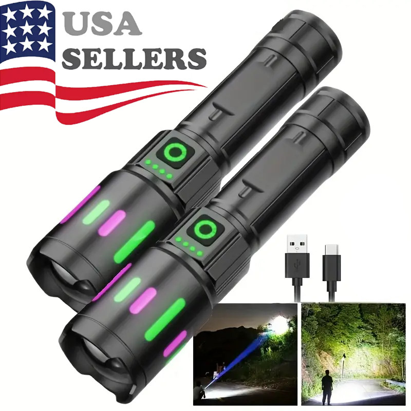 350000000 Lumen Super Bright LED Tactical Flashlight Rechargeable LED Work Light