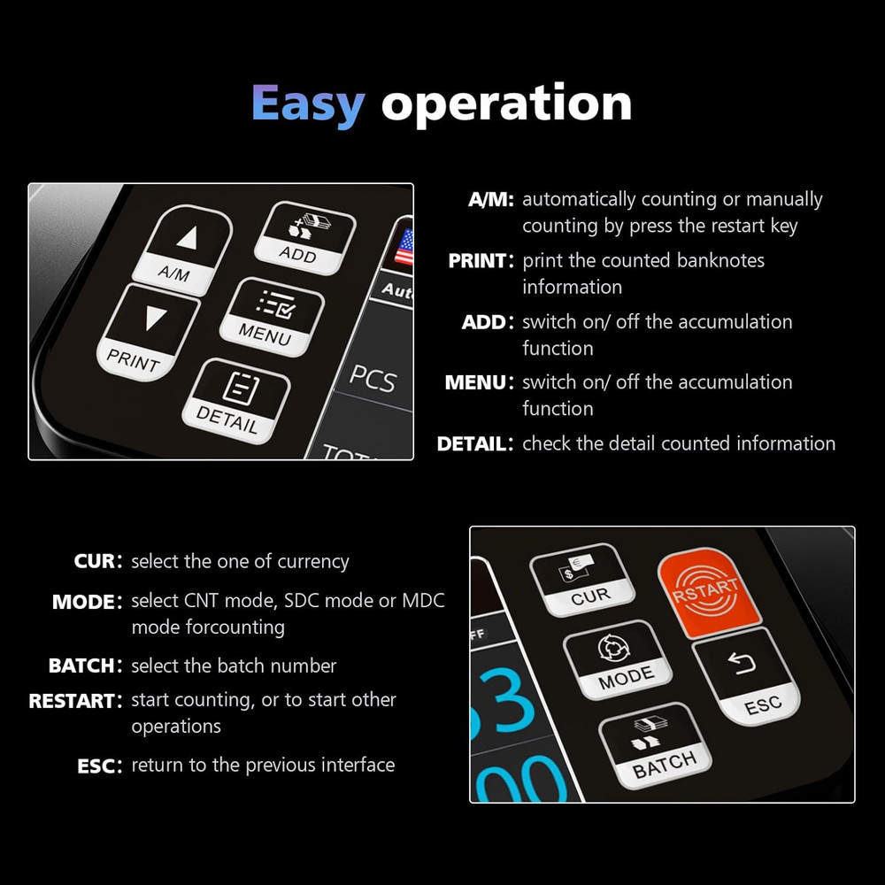 N60 Mixed Denomination Money Counter Machine, Value Counting, UV/MG/IR/DD Counte