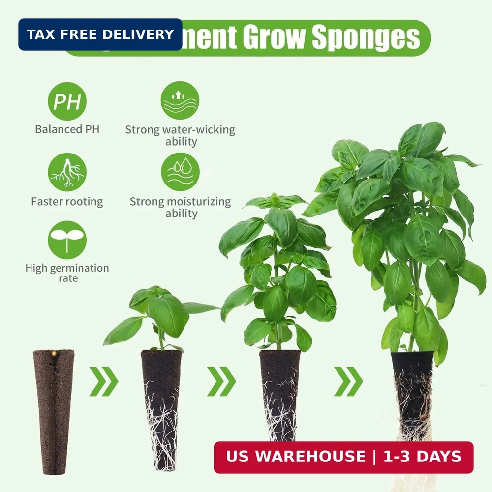 Grow Sponges 50 Pack, Hydroponics Replacement Root Growth Sponges Compatible wit