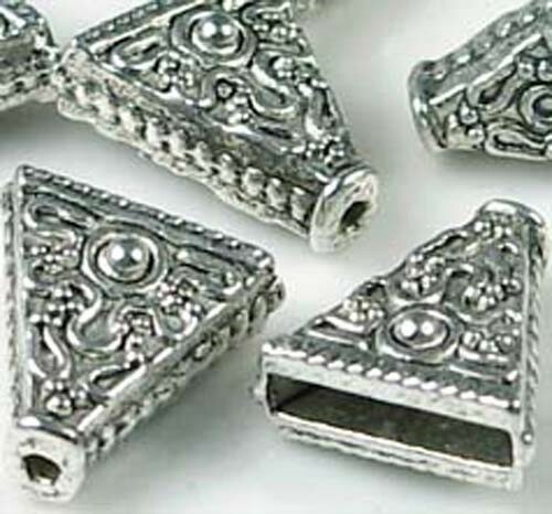 6 Antique Silver Pewter Triangle Connector Beads 15x14mm
