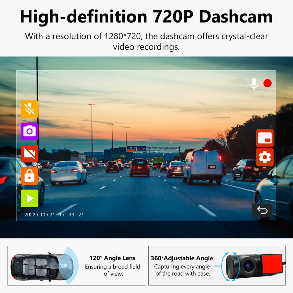 A100 Front Dust Proof Durable USB Dash Camera DVR for Eonon Android Car Stereo