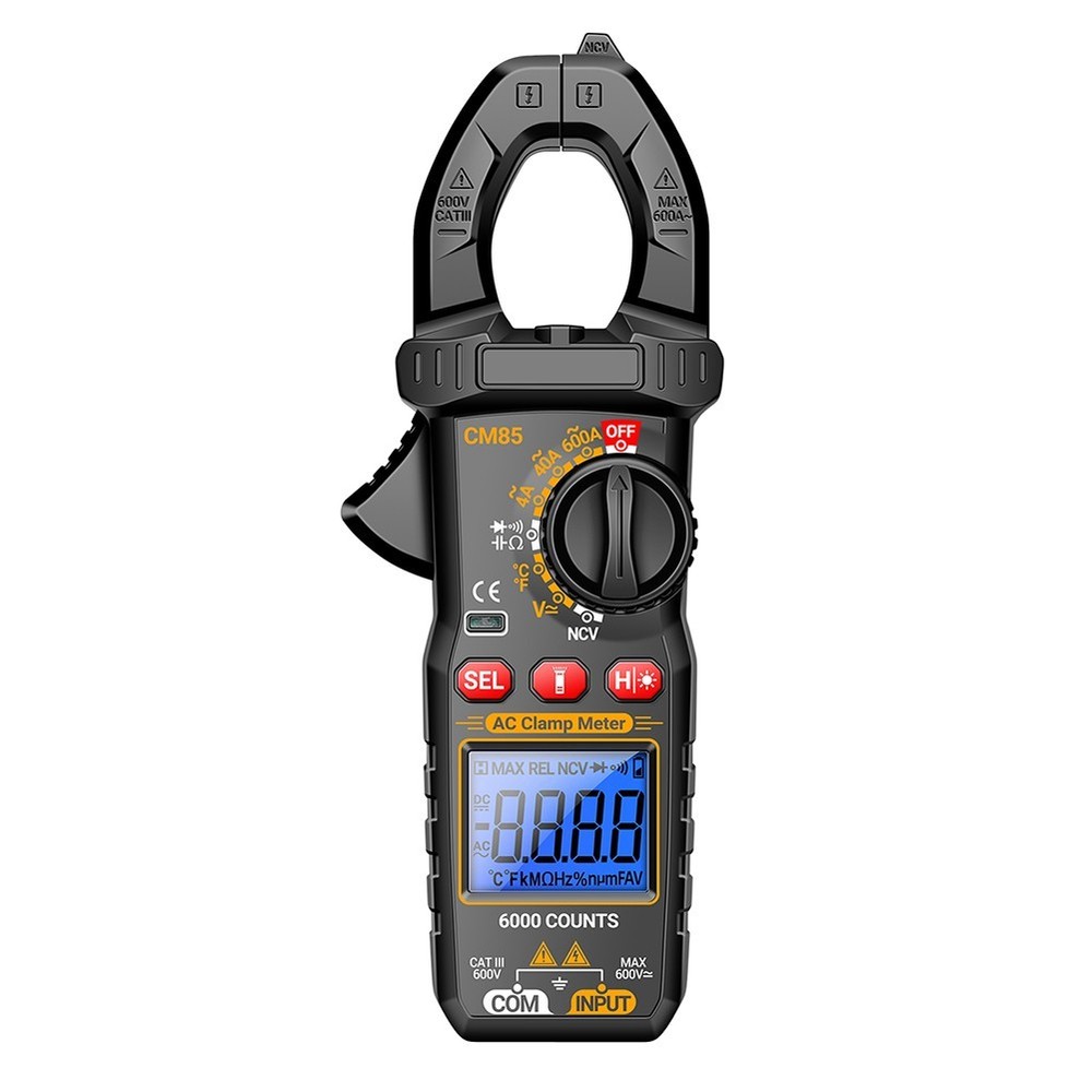 CM85 Clamp Meter with Backlight Flashlight NCV Diode Buzzer 6000 Count