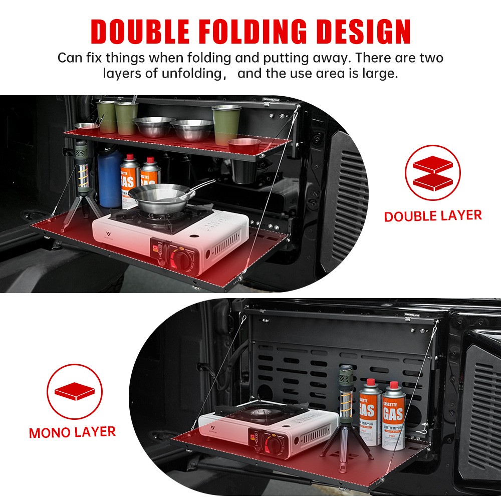 Tailgate Table For Ford Bronco 2021-2024 2-Tier Rear Storage Cargo Shelf