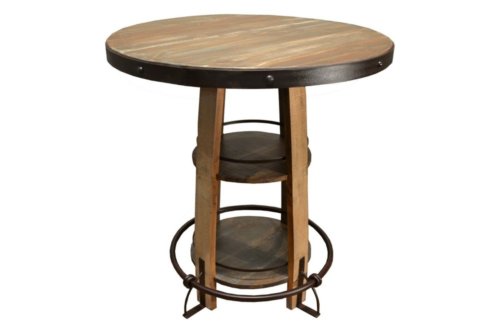 Crafters and Weavers Bayshore Rustic Style Pub Table Set with Two Bar Stools