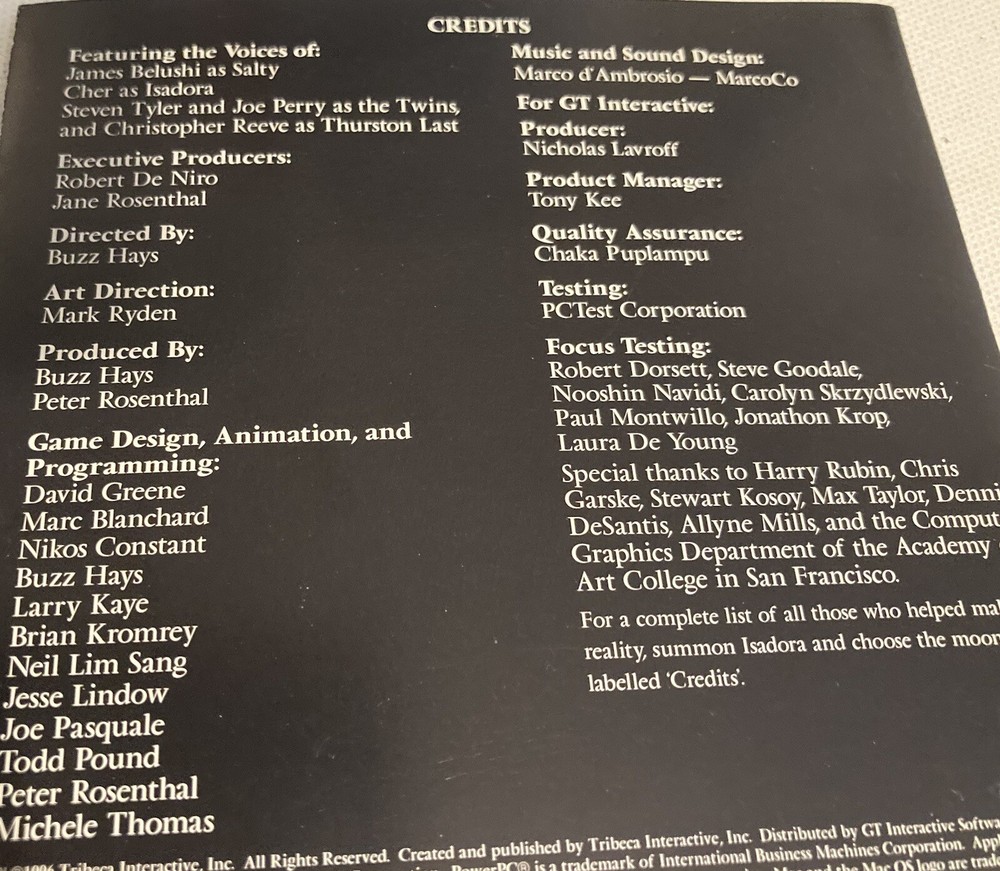 GT Interactive Software 9 Tribeca T Last Macintosh Format CD ROM w/ Pamphlet Use