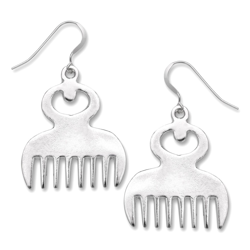 Duafe, African Comb .925 Sterling Silver Earrings