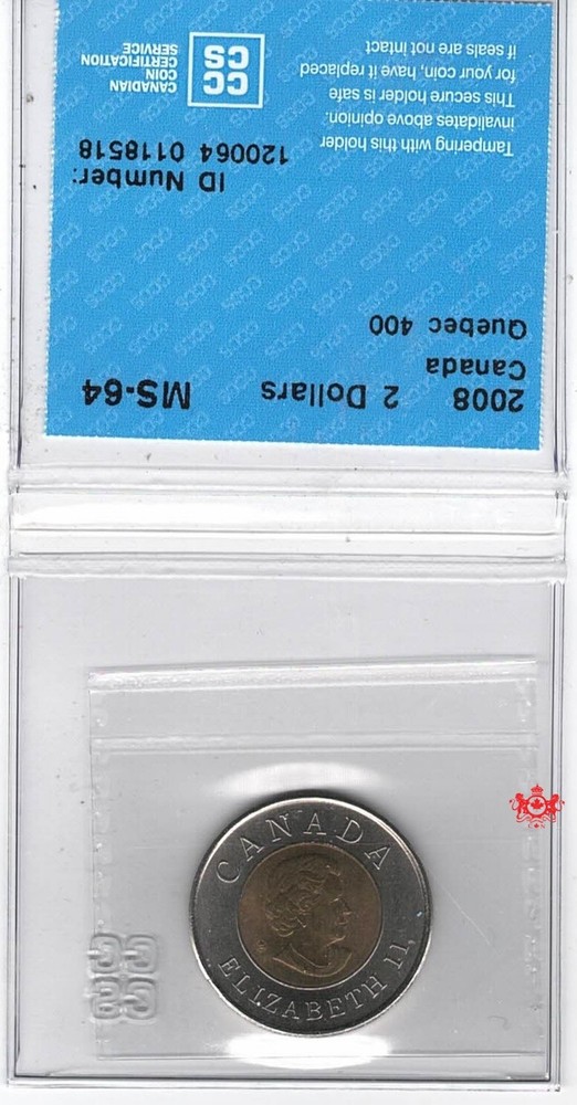 2008 Canada 2 Dollars Quebec 400 - CCCS MS64 - 0118518
