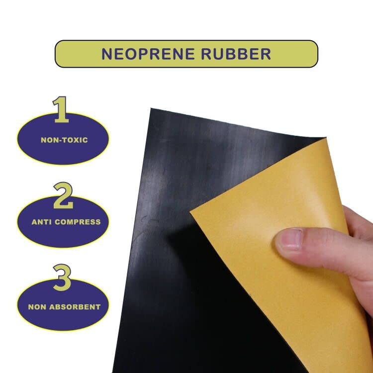2 Pack Adhesive Solid Neoprene Rubber Sheet Strips 1/8 Thick x 10 Wide x 10 In