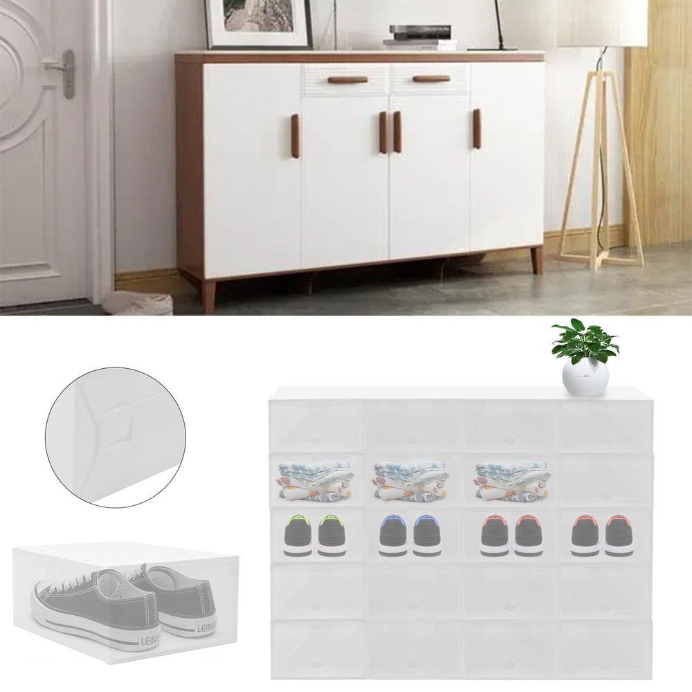 20Pcs Plastic Shoes Storage Box Stackable Display Case Sneaker Organizer Case