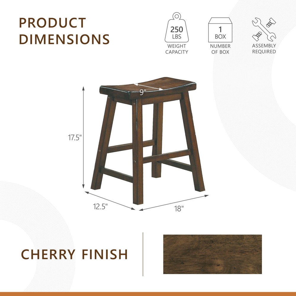 Saddleback Solid Wood Kitchen Height Stool Set of 2 - Saddle Kitchen Stool Di...