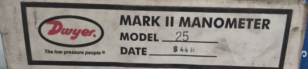 MARK II DWYER MODEL 25 WALL MOUNT MANOMETER