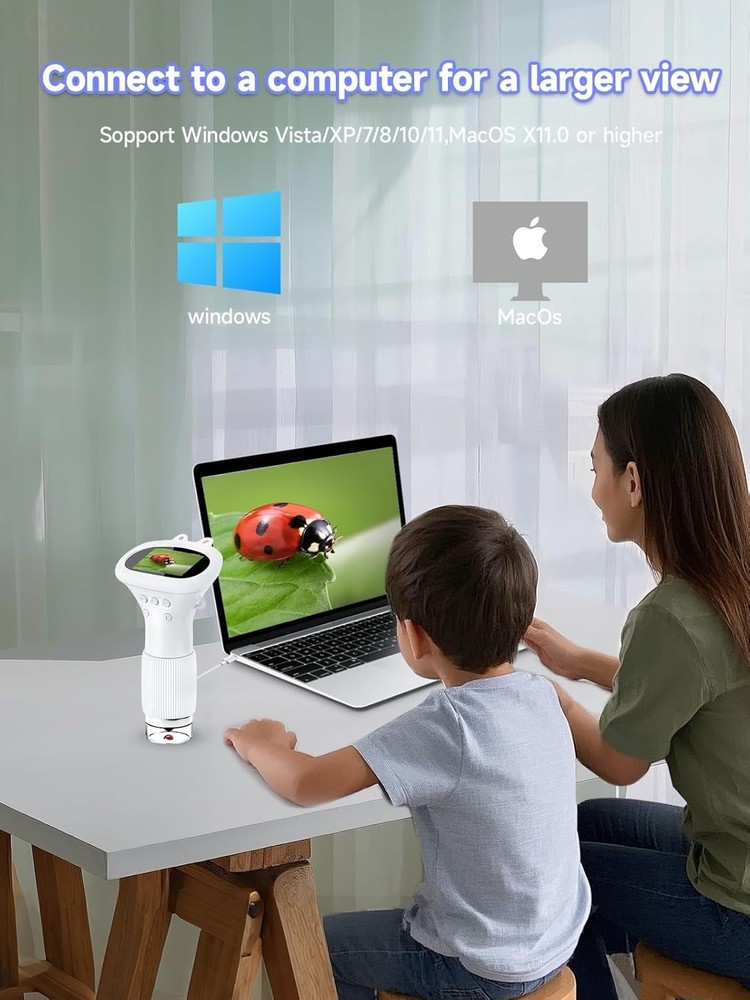 1000X Kids Microscope - 2.0'' Handheld Digital Mini Microscope for Learning