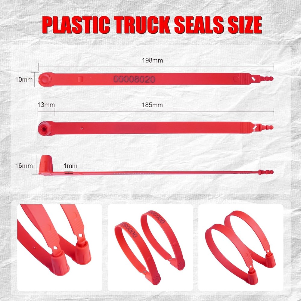 Trailer Seals Plastic Security Numbered 100 Red