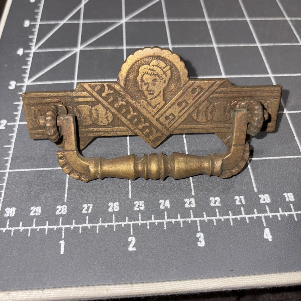 Antique Pressed Brass Drawer Pull Eastlake