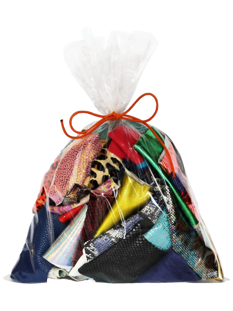 100 Leather scraps RANDOM selection MIX printed metallic solid patent  2x4" size