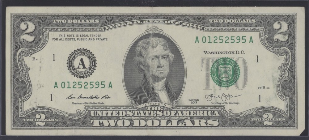1976-2017 UNITED STATES $2 DOLLAR NOTE CIRCULATED