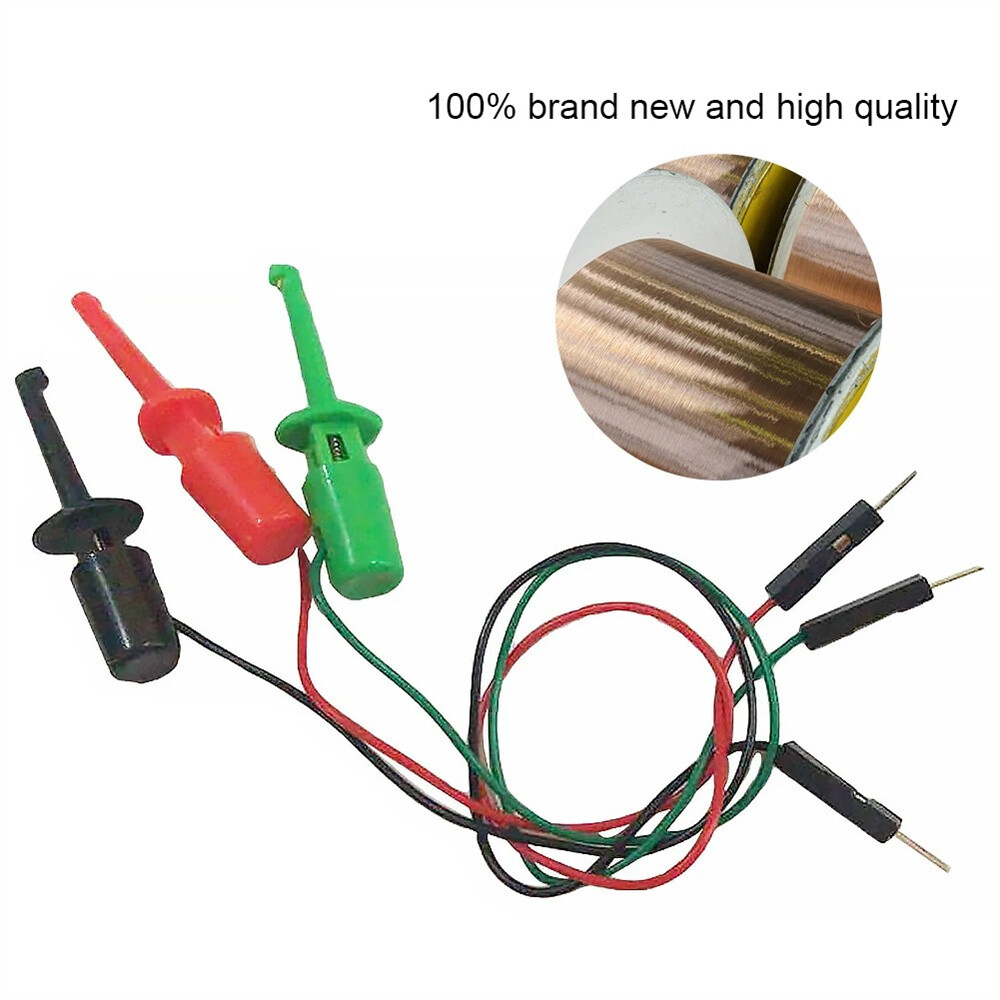 3PCS Hook Type Test Clip Probes Male Head DuPont Line Cable Precise Transistor