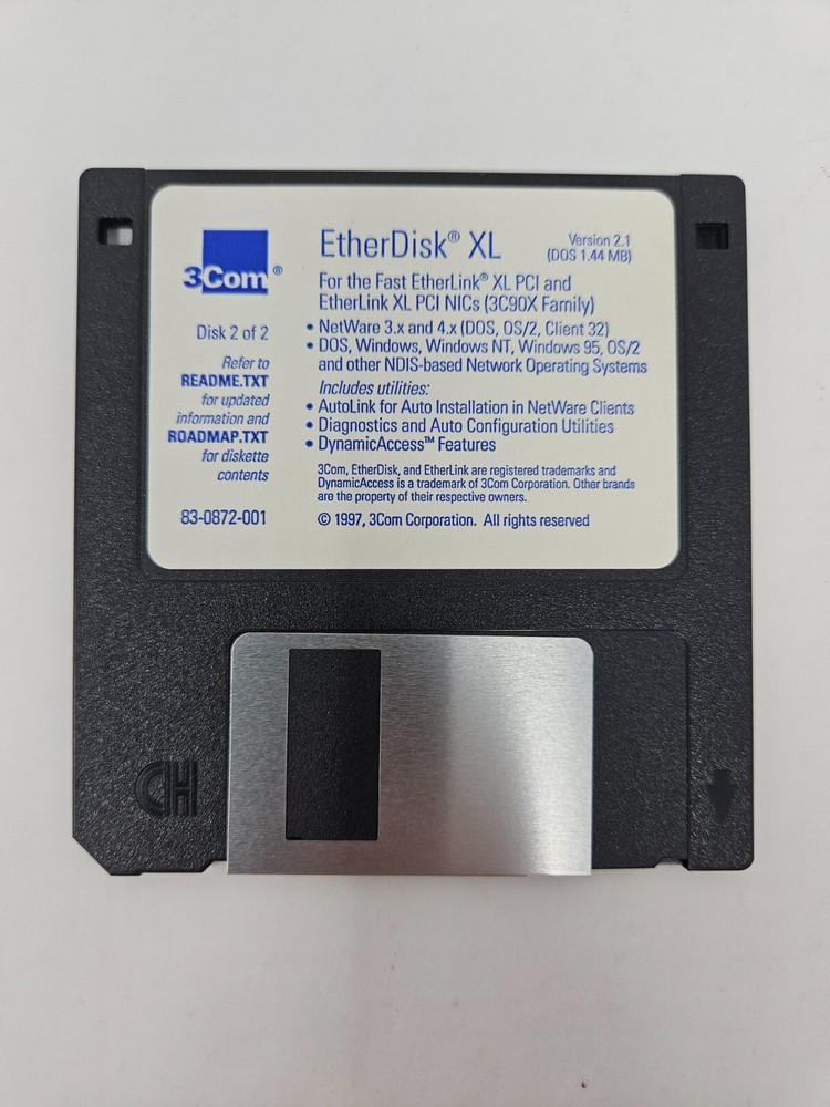 3Com EtherDisk XL Version 2.1 PC 3.5" Floppy Disk *Disk 2 Only*