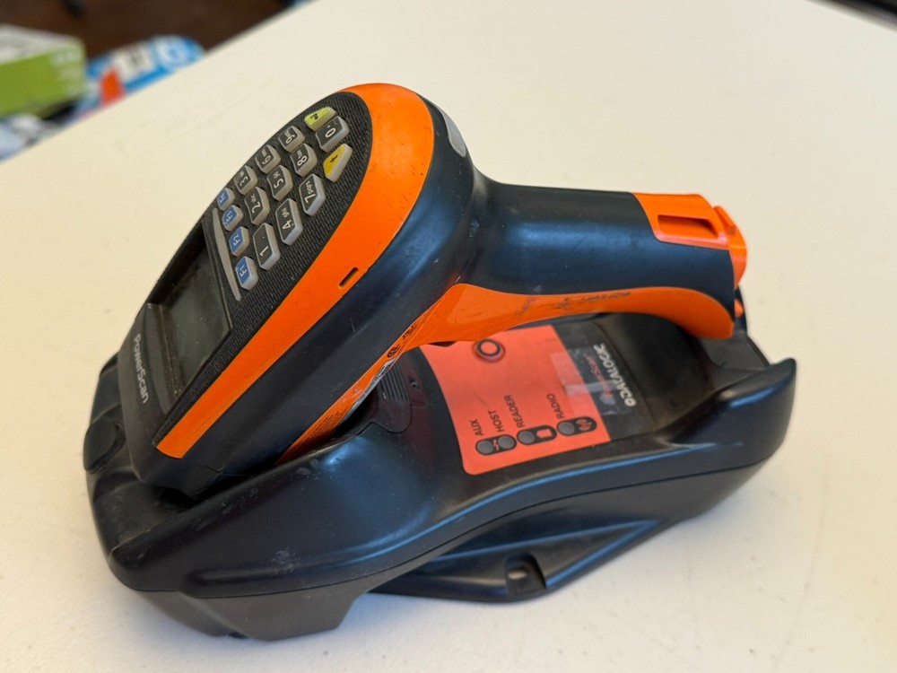 DATALOGIC PowerScan PM9500 Scanner + BC9030 Base Charging Cradle Orange