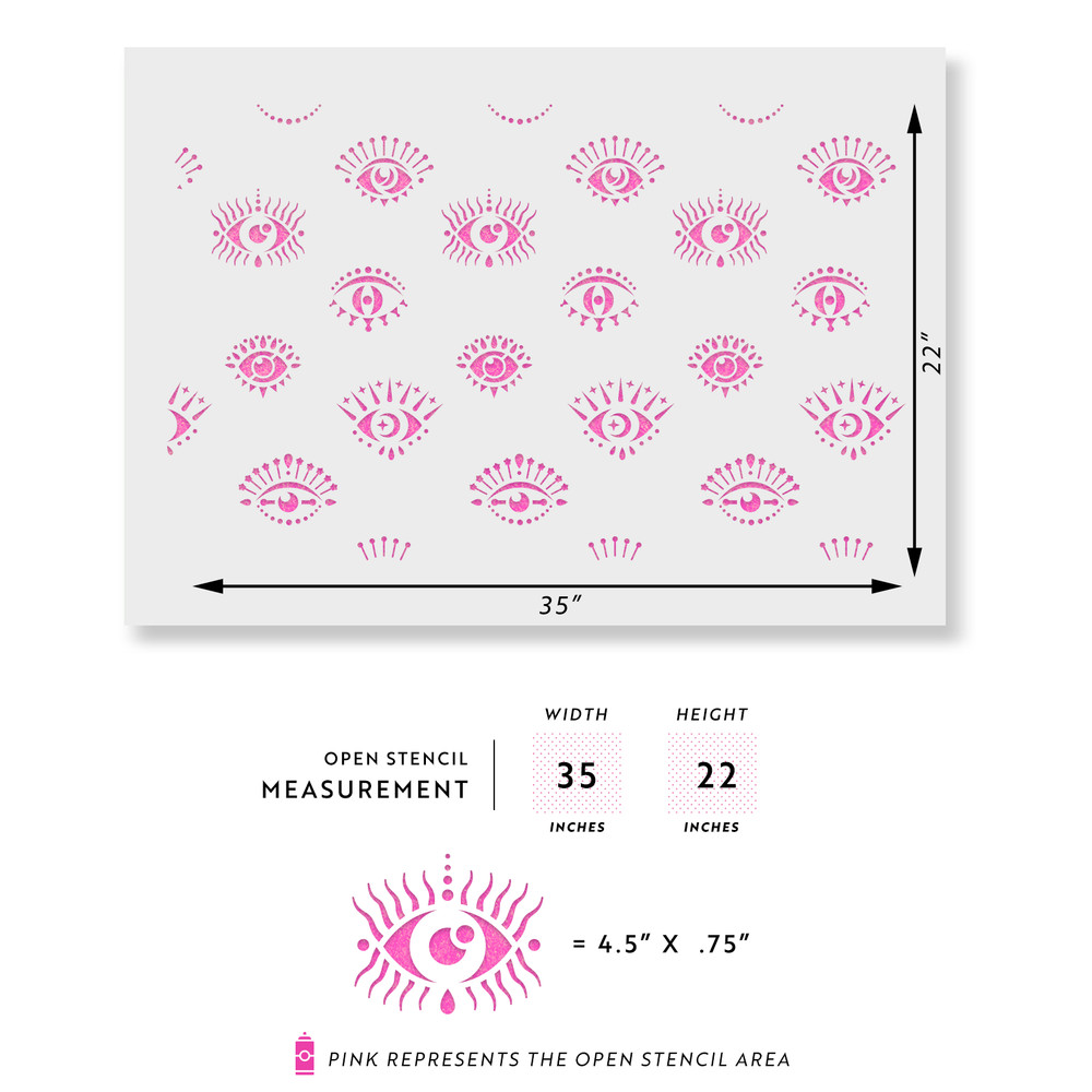 Evil Eyes Pattern Wall Stencil - Durable & Reusable Mylar Stencils