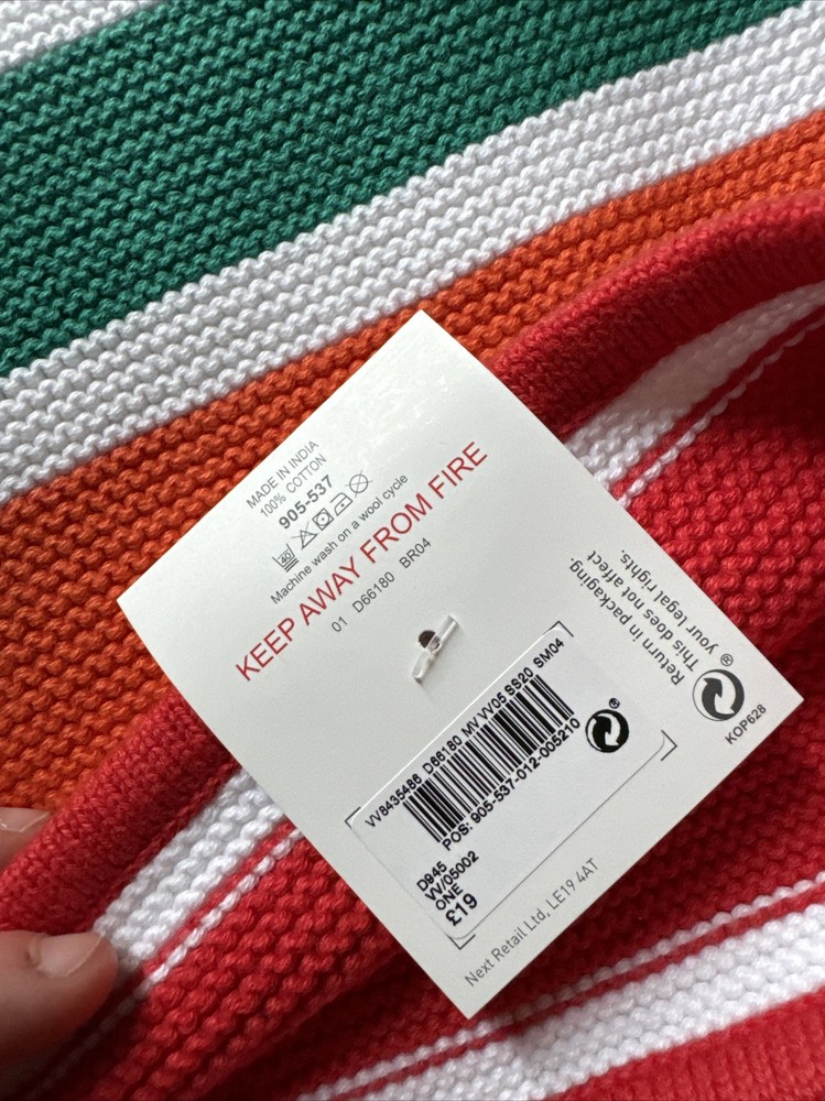 Next Rainbow Stripe Knitted Baby Blanket