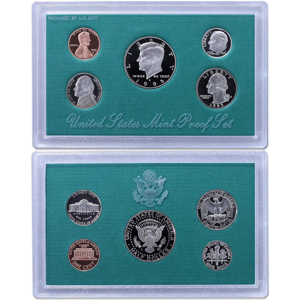 1995 S Proof Set Original Box & COA 5 Coins CN-Clad
